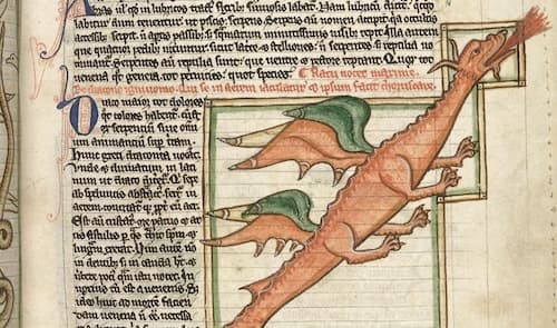 Medieval painting of a dragon