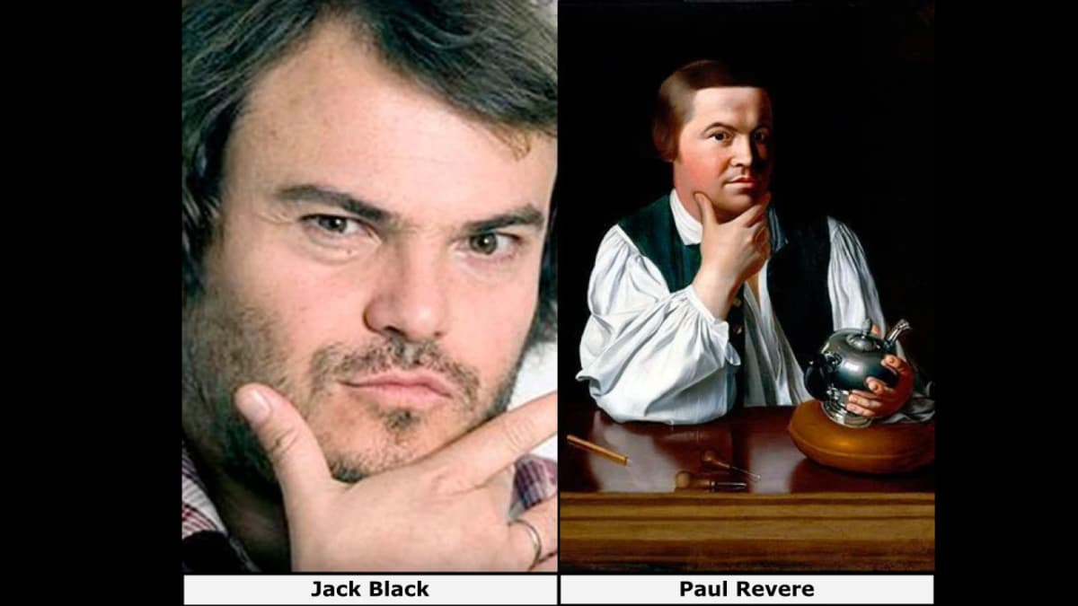 Side-by-side images of Jack Black (Kung Fu Panda) and Paul Revere